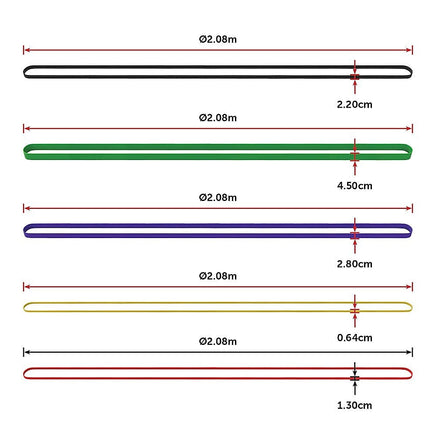 Resistance Band Loop Set of 5 Heavy Duty Gym Yoga Workout Sports & Fitness Kings Warehouse 