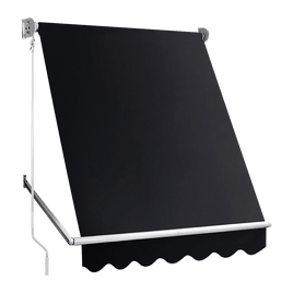 Retractable Fixed Pivot Arm Window Awning Patio Garden Blinds 2.4m x 2.1m Black Home & Garden Kings Warehouse 