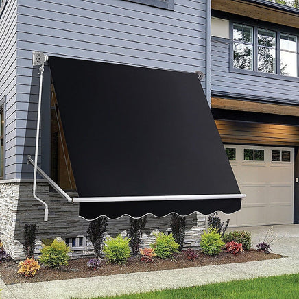 Retractable Fixed Pivot Arm Window Awning Patio Garden Blinds 2.4m x 2.1m Black Home & Garden Kings Warehouse 