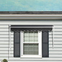 Retractable Fixed Pivot Arm Window Awning Patio Garden Blinds 2.4m x 2.1m Grey Home & Garden Kings Warehouse 