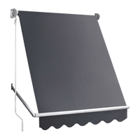 Retractable Fixed Pivot Arm Window Awning Patio Garden Blinds 2.4m x 2.1m Grey Home & Garden Kings Warehouse 