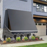Retractable Fixed Pivot Arm Window Awning Patio Garden Blinds 2.4m x 2.1m Grey Home & Garden Kings Warehouse 