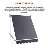 Retractable Fixed Pivot Arm Window Awning Patio Garden Blinds 2.4m x 2.1m Grey Home & Garden Kings Warehouse 