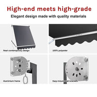 Retractable Fixed Pivot Arm Window Awning Patio Garden Blinds 2.4m x 2.1m Grey Home & Garden Kings Warehouse 
