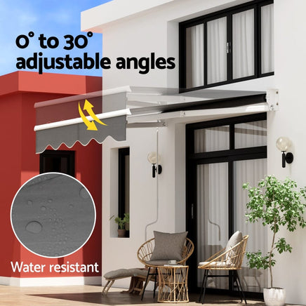 Retractable Folding Arm Awning Manual Sunshade 2Mx1.5M Grey Home & Garden Kings Warehouse 