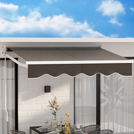 Retractable Folding Arm Awning Manual Sunshade 2Mx1.5M Grey Home & Garden Kings Warehouse 