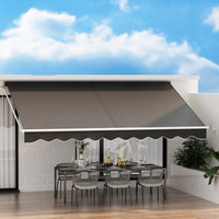 Retractable Folding Arm Awning Manual Sunshade 4.5Mx2.5M Grey Home & Garden Kings Warehouse 