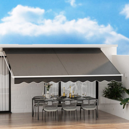 Retractable Folding Arm Awning Manual Sunshade 4.5Mx2.5M Grey Home & Garden Kings Warehouse 