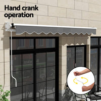 Retractable Folding Arm Awning Manual Sunshade 4.5Mx2.5M Grey Home & Garden Kings Warehouse 