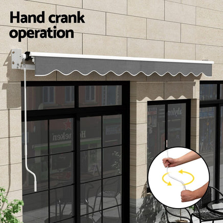 Retractable Folding Arm Awning Manual Sunshade 4.5Mx2.5M Grey Home & Garden Kings Warehouse 
