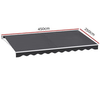 Retractable Folding Arm Awning Manual Sunshade 4.5Mx2.5M Grey Home & Garden Kings Warehouse 