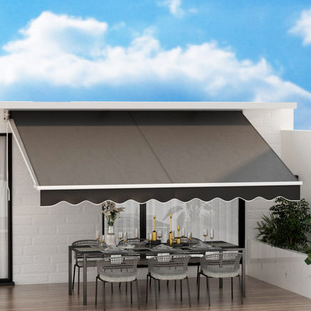 Retractable Folding Arm Awning Manual Sunshade 4Mx2.5M Grey Home & Garden Kings Warehouse 