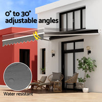 Retractable Folding Arm Awning Manual Sunshade 4Mx2.5M Grey Home & Garden Kings Warehouse 