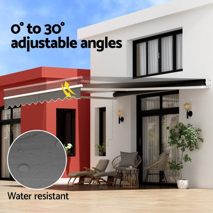Retractable Folding Arm Awning Manual Sunshade 4Mx3M Grey Home & Garden Kings Warehouse 