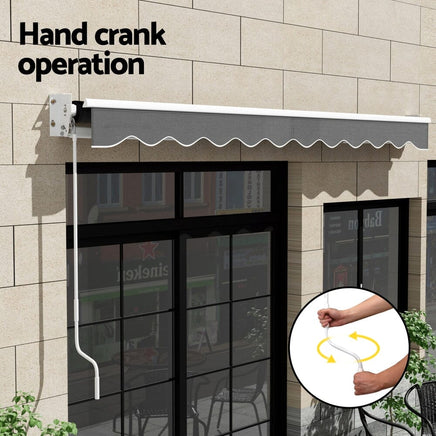 Retractable Folding Arm Awning Manual Sunshade 4Mx3M Grey Home & Garden Kings Warehouse 