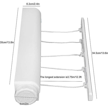 Retracting Clothesline 5 Line 18m Hanging Clothes Space Hanger Kings Warehouse 
