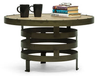 Retro Style Spiral Round Coffee Table with Wood Top Appliances Kings Warehouse 