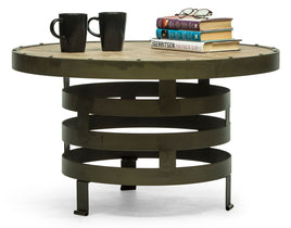 Retro Style Spiral Round Coffee Table with Wood Top Appliances Kings Warehouse 