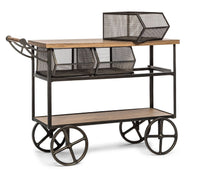 Retro Wooden Kitchen Island Trolley on Wheels with Storage Drawers Kings Warehouse 