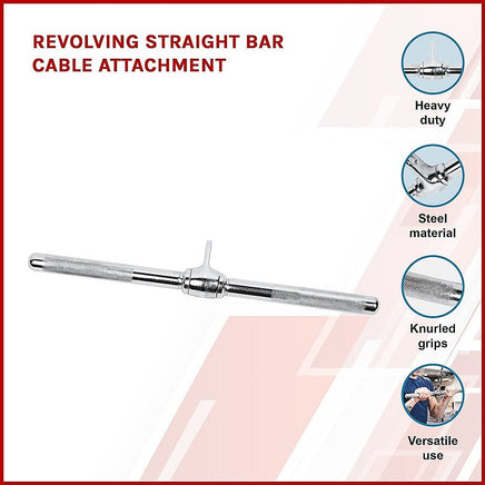 Revolving Straight Bar – Gym Cable Attachment for Tricep, Bicep & Pulley Workouts Sports & Fitness Kings Warehouse 