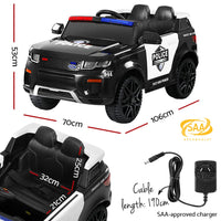 Rigo Kids Ride On Car Electric Patrol Police Toy Cars Remote Control 12V Black Big Baby Bazaar Kings Warehouse 