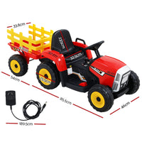 Rigo Ride On Car Tractor Trailer Toy Kids Electric Cars 12V Battery Red March Mayhem Kings Warehouse 