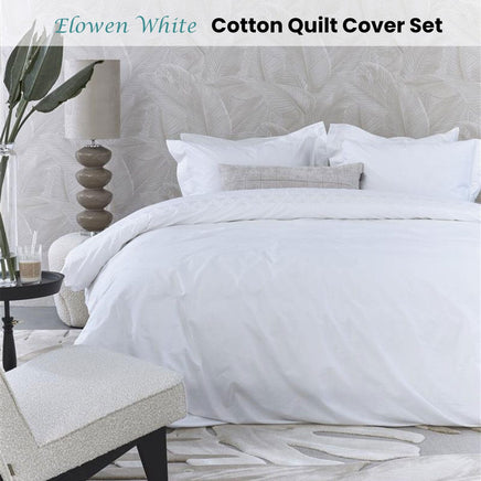 Riviera Maison Elowen White Cotton Quilt Cover Set King Home & Garden Kings Warehouse 