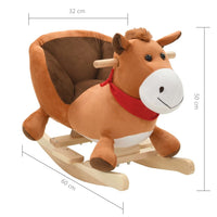 Rocking Animal Horse with Backrest Plush 60x32x50 cm Brown Kings Warehouse 