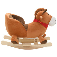 Rocking Animal Horse with Backrest Plush 60x32x50 cm Brown Kings Warehouse 
