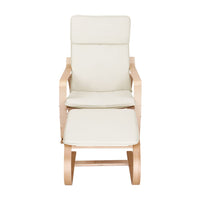 Rocking Armchair Bentwood Frame With Foot Stool Beige living room Kings Warehouse 