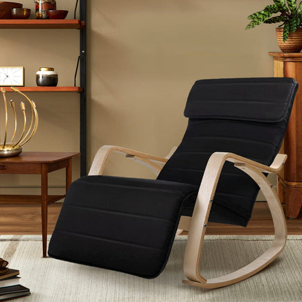 Rocking Armchair Footrest Nursing Black Afton Furniture Kings Warehouse 