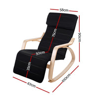 Rocking Armchair Footrest Nursing Black Afton Furniture Kings Warehouse 