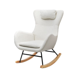 Rocking Chair Armchair Pillow Boucle White Furniture Kings Warehouse 