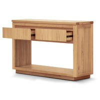 Rosemallow Console Hall Entry Table 119cm Parquet Top Solid Messmate Timber living room Kings Warehouse 