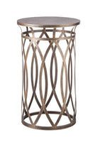 Round Iron Side Table with Cross Legs in Brass Finish Home & Garden Kings Warehouse 