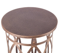 Round Iron Side Table with Cross Legs in Brass Finish Home & Garden Kings Warehouse 