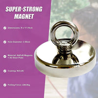 Round Neodymium Fishing Magnet with Countersunk Hole and Eyebolt, 500 LBS pull Gift & Novelty Kings Warehouse 