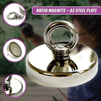 Round Neodymium Fishing Magnet with Countersunk Hole and Eyebolt, 500 LBS pull Gift & Novelty Kings Warehouse 