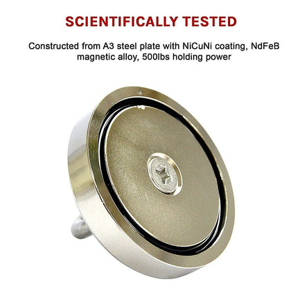 Round Neodymium Fishing Magnet with Countersunk Hole and Eyebolt, 500 LBS pull Gift & Novelty Kings Warehouse 