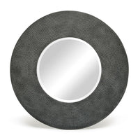 Round Wall Mirror with Croc Pattern Frame in Black Silver Finish Home & Garden Kings Warehouse 