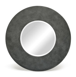 Round Wall Mirror with Croc Pattern Frame in Black Silver Finish Home & Garden Kings Warehouse 