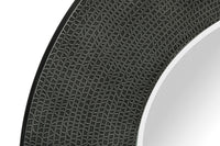 Round Wall Mirror with Croc Pattern Frame in Black Silver Finish Home & Garden Kings Warehouse 