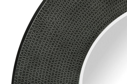Round Wall Mirror with Croc Pattern Frame in Black Silver Finish Home & Garden Kings Warehouse 