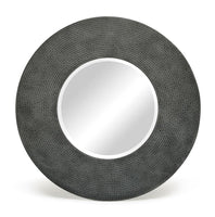 Round Wall Mirror with Croc Pattern Frame in Black Silver Finish Kings Warehouse 