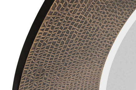 Round Wall Mirror with Croc Pattern Frame in Gold Black Finish Home & Garden Kings Warehouse 