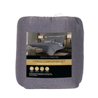 Royal Comfort Bamboo Cooling Reversible 7 Piece Comforter Set Bedspread - King - Charcoal Kings Warehouse 