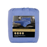 Royal Comfort Bamboo Cooling Reversible 7 Piece Comforter Set Bedspread - King - Royal Blue Kings Warehouse 