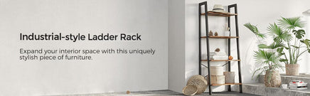 Rustic brown and black steel Metal Frame 4 Tier bookshelf Furniture Kings Warehouse 