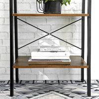 Rustic brown and black steel Metal Frame 4 Tier bookshelf Furniture Kings Warehouse 