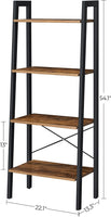 Rustic brown and black steel Metal Frame 4 Tier bookshelf Furniture Kings Warehouse 